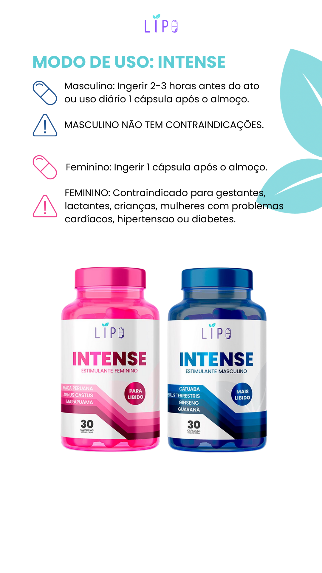 Lipo Intense - Estimulante Masculino (30 cápsulas)